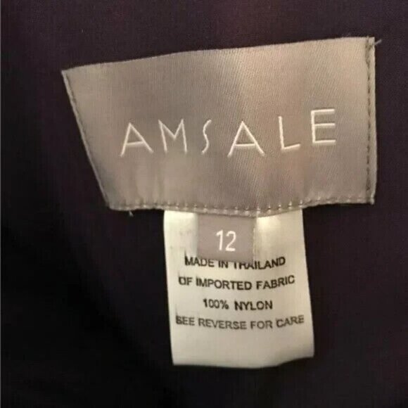 Amsale 12 Purple Raisin Lace Lined Sweetheart Neckline Zip Back Lace Straps Gown - Picture 6 of 6